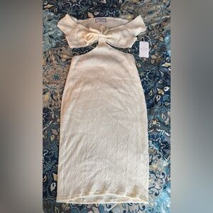 Daughters Of Zion Gaia Like Cream Crinkled Cut Out Dress NWT - See Description-